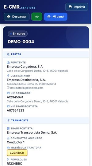 Visor del DeCA en el móvil del conductor