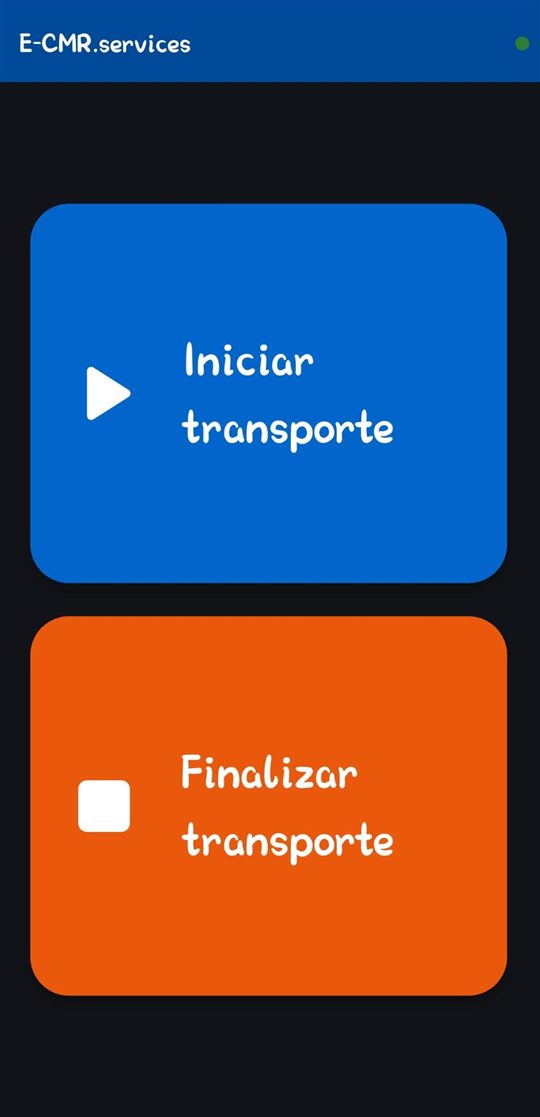 Pantalla de inicio de la app