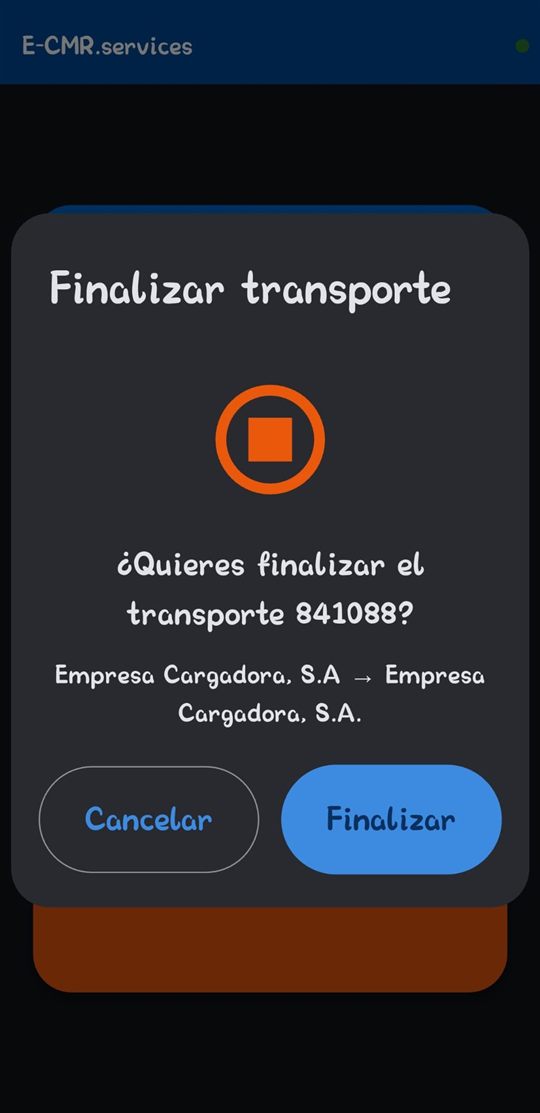 Confirmar finalizar transporte