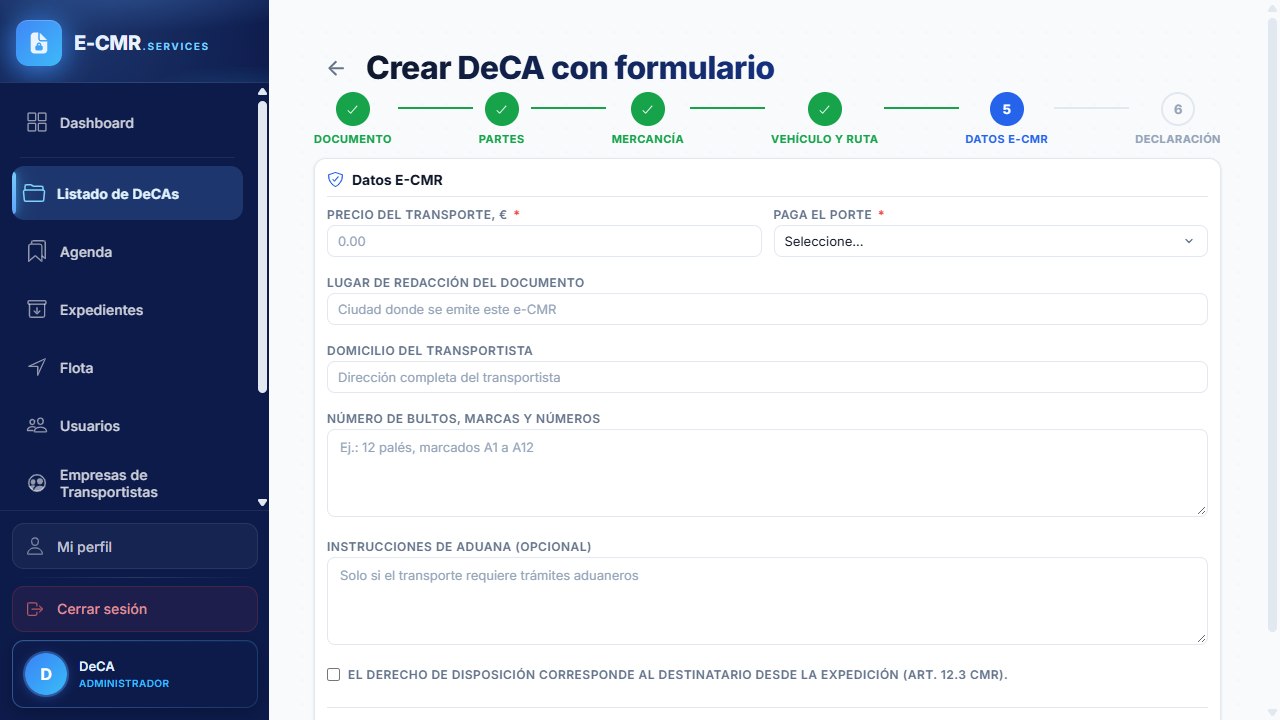Datos e-CMR