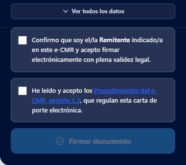 Confirmación y botón de firma