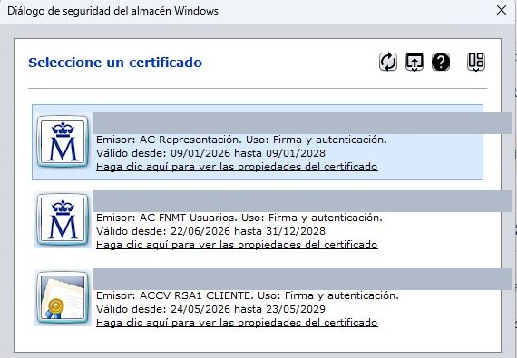 Seleccionar el certificado