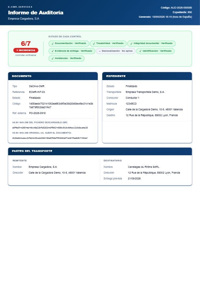 Informe de auditoría en PDF