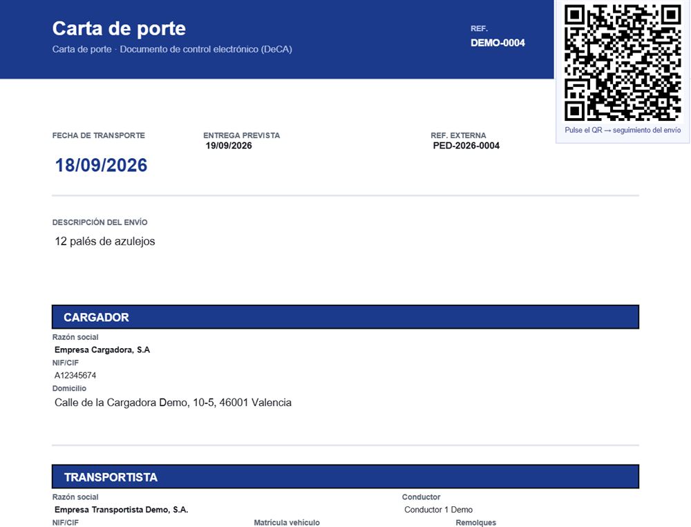 DeCA en PDF con código QR