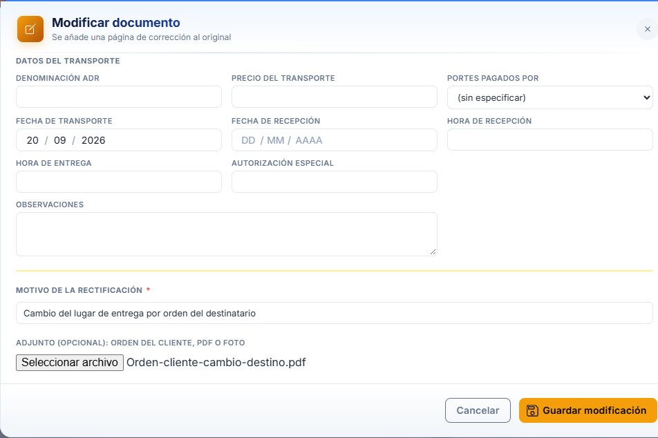 Formulario de rectificación