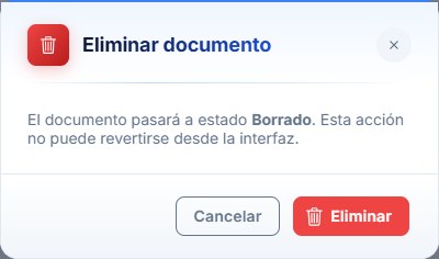 Aviso al eliminar un DeCA