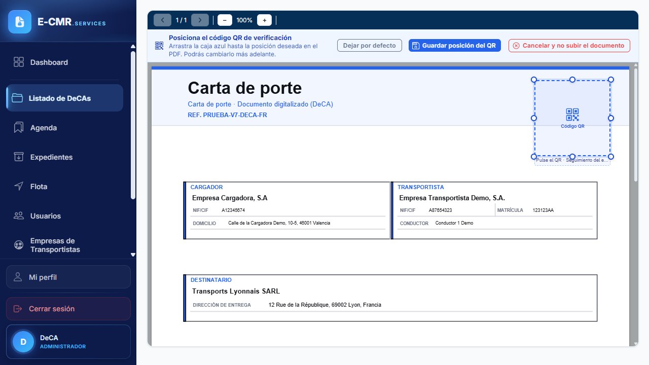 Colocación del código QR