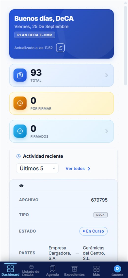 Dashboard en el móvil