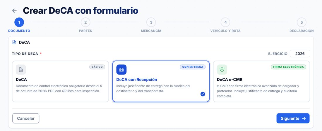Tipo DeCA con Recepción