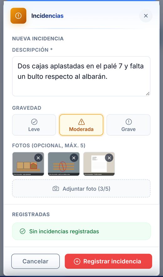 Nueva incidencia con fotos