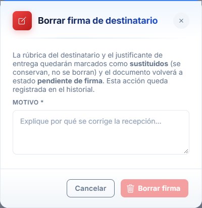 Confirmación para borrar la firma