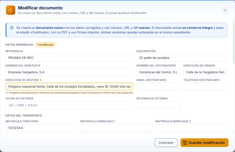 Formulario Modificar documento